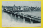 Preview: Ansichtskarte Basel / Alte Rheinbrücke mit Großbasel / 1900 / Straßenbahn – Hotel zu den Drei Königen